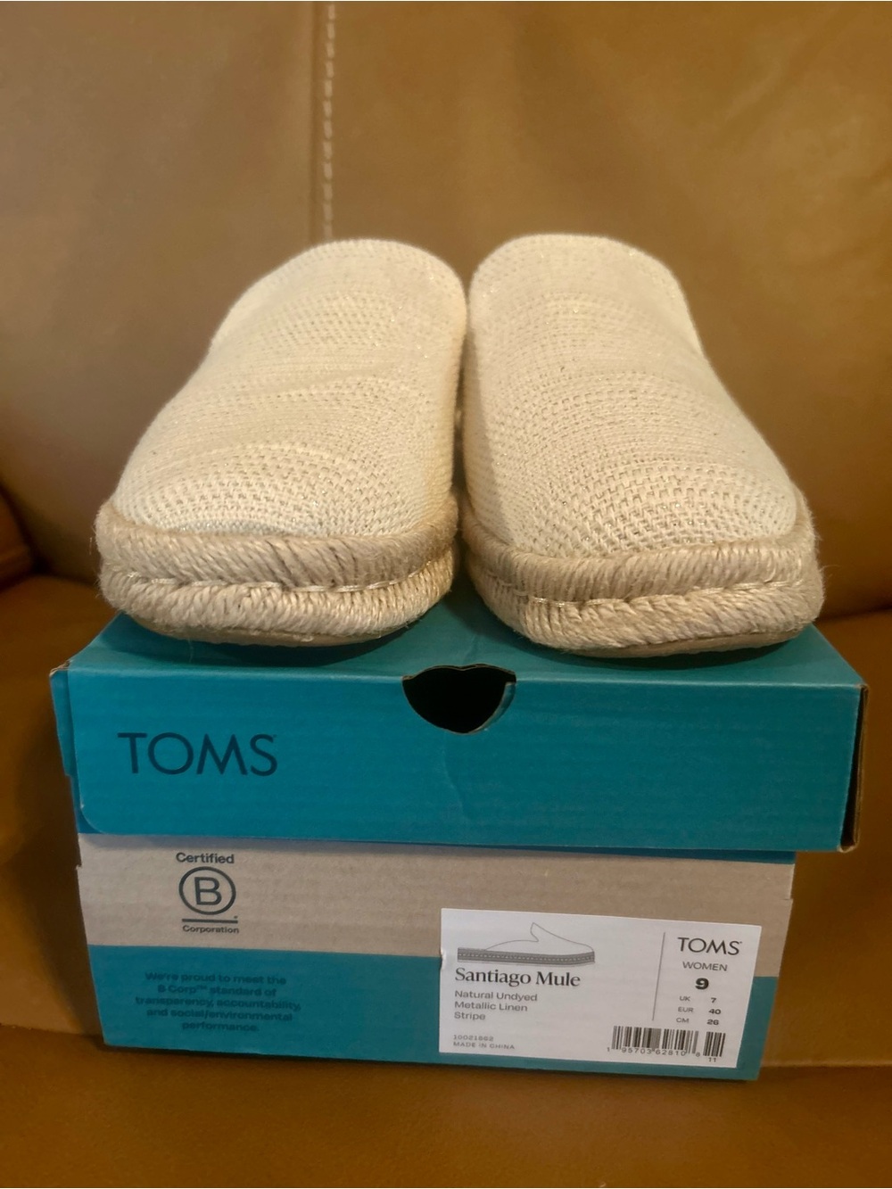 Toms Cream Slip-On Espadrille Mules - Picture 3 of 4